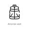 outline anorak vest vector icon. isolated black simple line element illustration from winter concept. editable vector stroke