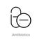 outline antibiotics vector icon. isolated black simple line element illustration from health and medical concept. editable vector