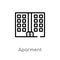 outline aparment vector icon. isolated black simple line element illustration from buildings concept. editable vector stroke