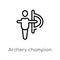 outline archery champion vector icon. isolated black simple line element illustration from user interface concept. editable vector