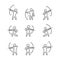 Outline archery icons set