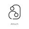 outline attach vector icon. isolated black simple line element illustration from geometry concept. editable vector stroke attach