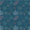 Outline autumn leaves pattern on dark blue background