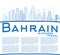 Outline Bahrain City Skyline with Blue Buildings and Copy Space.