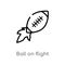 outline ball on flight vector icon. isolated black simple line element illustration from american football concept. editable