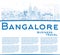 Outline Bangalore Skyline with Blue Buildings and Copy Space.