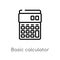 outline basic calculator vector icon. isolated black simple line element illustration from technology concept. editable vector