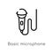 outline basic microphone vector icon. isolated black simple line element illustration from technology concept. editable vector