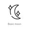 outline basic moon vector icon. isolated black simple line element illustration from travel concept. editable vector stroke basic