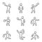 Outline basketball icons set