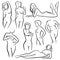 Outline beautiful woman vector silhouettes. Line female body beauty symbols
