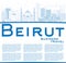 Outline Beirut Skyline with Blue Buildings and Copy Space.