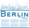 Outline Berlin Skyline with Blue Buildings and Copy Space.