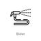 outline bidet vector icon. isolated black simple line element illustration from furniture and household concept. editable vector