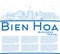 Outline Bien Hoa Vietnam City Skyline with Blue Buildings and Copy Space