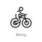 outline biking vector icon. isolated black simple line element illustration from activities concept. editable vector stroke biking