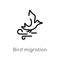 outline bird migration vector icon. isolated black simple line element illustration from autumn concept. editable vector stroke