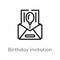 outline birthday invitation vector icon. isolated black simple line element illustration from birthday party and wedding concept.