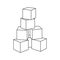 Outline block building tower for coloring book