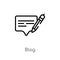 outline blog vector icon. isolated black simple line element illustration from blogger and influencer concept. editable vector