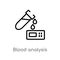 outline blood analysis vector icon. isolated black simple line element illustration from medical concept. editable vector stroke