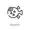 outline blowfish vector icon. isolated black simple line element illustration from animals concept. editable vector stroke