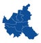 Outline blue map of hamburg