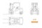 Outline blueprint of forklift. Top, side and front view. Hydraulic machinery image. Industrial isolated loader