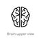 outline brain upper view vector icon. isolated black simple line element illustration from human body parts concept. editable