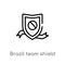 outline brazil team shield vector icon. isolated black simple line element illustration from culture concept. editable vector