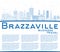 Outline Brazzaville Republic of Congo City Skyline with Blue Buildings and Copy Space