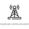 outline broadcast communications tower vector icon. isolated black simple line element illustration from technology concept.