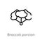 outline broccoli porcion vector icon. isolated black simple line element illustration from gym and fitness concept. editable