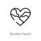 outline broken heart vector icon. isolated black simple line element illustration from shapes concept. editable vector stroke