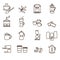 Outline brown simple coffee icons set