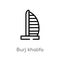 outline burj khalifa vector icon. isolated black simple line element illustration from monuments concept. editable vector stroke