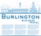 Outline Burlington (Vermont) Skyline with Blue Buildings and Cop