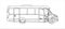 Outline Bus with an open door, Side view. Tourist bus. Sightseeing bus. Modern flat Vector illustration