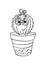Outline of a cactus wearing a pair of round glasses, sitting in a terracotta pot