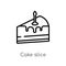 outline cake slice vector icon. isolated black simple line element illustration from birthday party and wedding concept. editable
