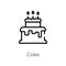 outline cake vector icon. isolated black simple line element illustration from brazilia concept. editable vector stroke cake icon