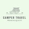 outline camper travel logo line art minimalist vector illustration design icon