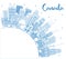 Outline Canada City Skyline with Blue Buildings and Copy Space