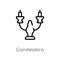 outline candelabra vector icon. isolated black simple line element illustration from magic concept. editable vector stroke