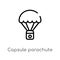 outline capsule parachute vector icon. isolated black simple line element illustration from astronomy concept. editable vector