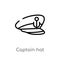 outline captain hat vector icon. isolated black simple line element illustration from nautical concept. editable vector stroke