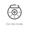 outline car disc brake vector icon. isolated black simple line element illustration from car parts concept. editable vector stroke