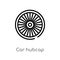 outline car hubcap vector icon. isolated black simple line element illustration from car parts concept. editable vector stroke car