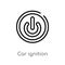 outline car ignition vector icon. isolated black simple line element illustration from car parts concept. editable vector stroke