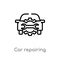 outline car repairing vector icon. isolated black simple line element illustration from mechanicons concept. editable vector